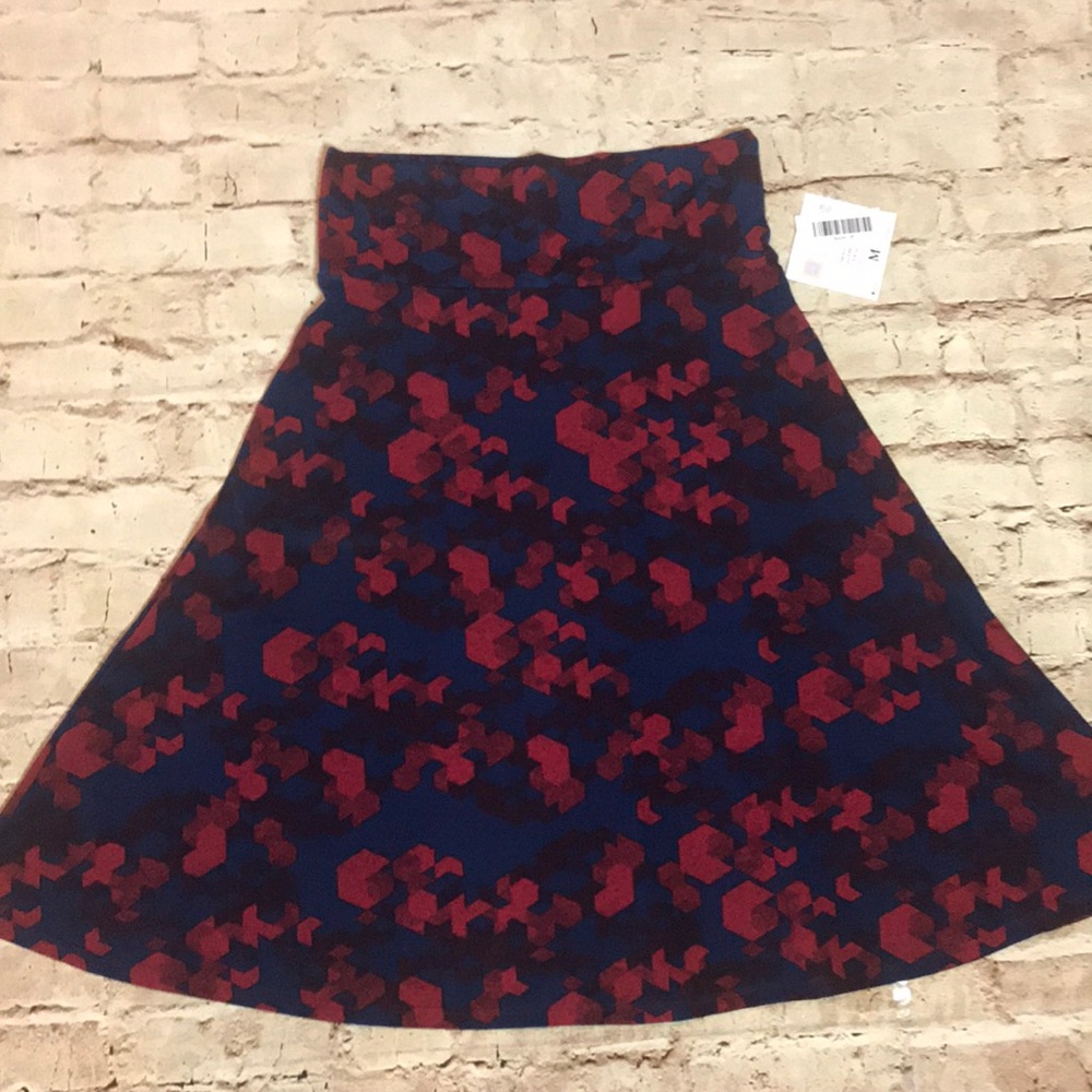 NWT LuLaRoe Azure Skirt Medium Blue And Red